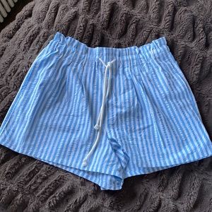High Waisted PAPER BAG shorts wild fable size Large blue white checkered shorts
